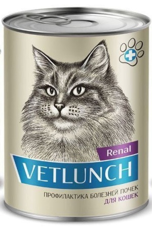 консервы для кошек VetLunch Renal 340гр профилактика болезней почек